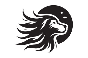 Fototapeta premium Dog Silhouette logo. Beautiful Black and White Dog, Canine, Hound, Pooch, Puppy, Mutt, Tyke, Doggy. 