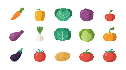 Vibrant Pixel Art Vegetable Icons on Transparent Background, PNG