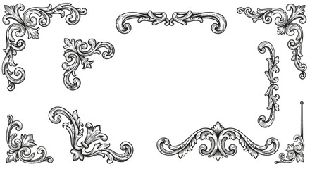 Intricate vintage baroque borders and corners - decorative ornate design