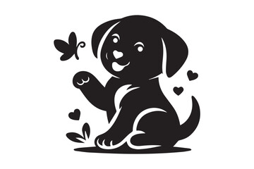 Obraz premium Dog Silhouette creative logo. Beautiful Black and White Dog, Canine, Hound, Pooch, Puppy, Mutt, Tyke, Doggy. 