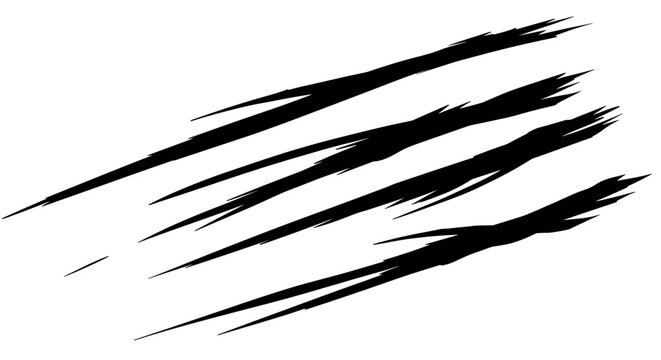 Bold black claw marks on white background for dynamic designs