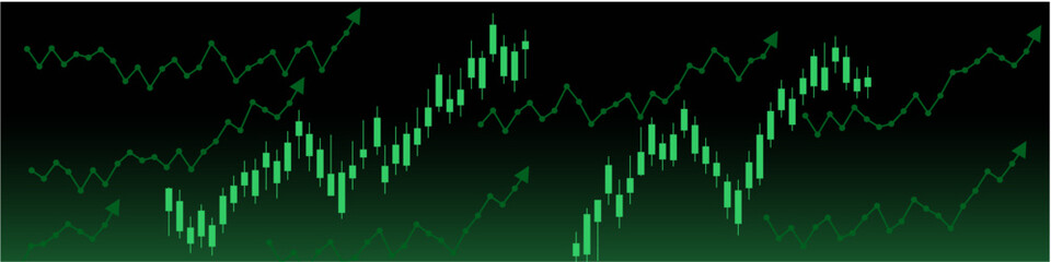 Green up arrow candle stick vector, representing a strong market upturn and price increase. Ideal for financial reports, trading signals, or economic analysis indicating significant gains.
