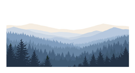 Obraz premium Tranquil landscape of layered mountain forest at dawn