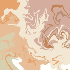 Muted Orange Pink Cream Beige Brown Wave Marble Swirl Abstract Hand Painted Liquid Illustration Background