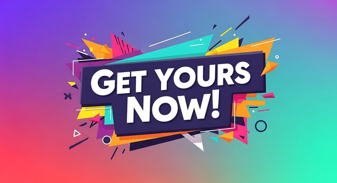 Eye-catching call to action graphic with geometric shapes and gradients