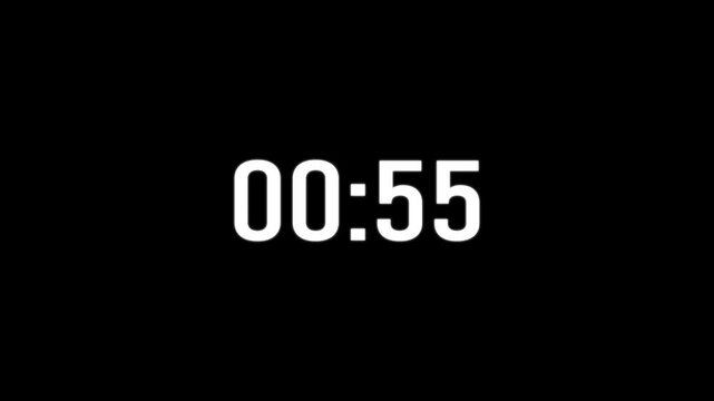 1 minute Stopwatch time animation. countdown animation 1 minute background.60 to 0 second glowing animation.