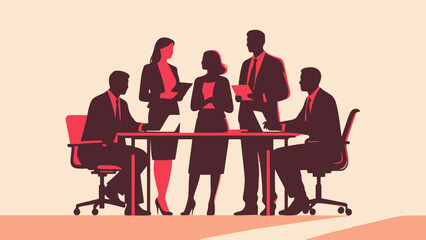 Group of Business Professionals Engaged in Discussion Around Conference Table