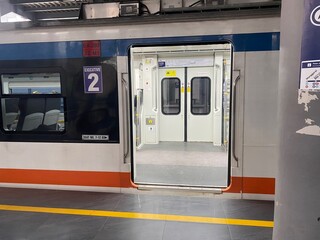 Jakarta, June 20, 2025. Background of the area inside the station with the ticket counter, the...