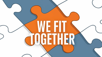 We Fit Together - Teamwork and Collaboration Puzzle Vector