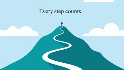 Every Step Counts - Journey to Success Mountain Path Vector