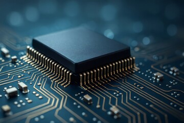 Central processing unit connecting to motherboard, showing integrated circuit and semiconductor technology