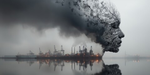Conceptual image about the dangers of massive pollution