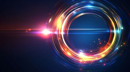 Abstract concentric circles with vibrant glowing lines