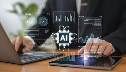 Hand holding a laptop displaying social network icons for global digital communication