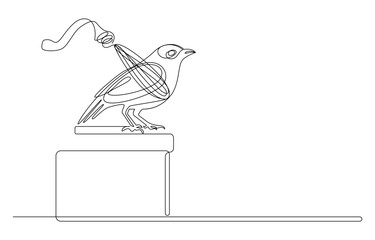 Rope hung Bird Feeder continuous line art drawing