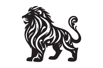 Fototapeta premium lion Silhouette logo. Beautiful, creative Black and White lioness, fighter, lionheart.