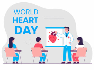 World Heart Day Illustration with Heart Globe and Heartbeat Line on September 29th vector illustration