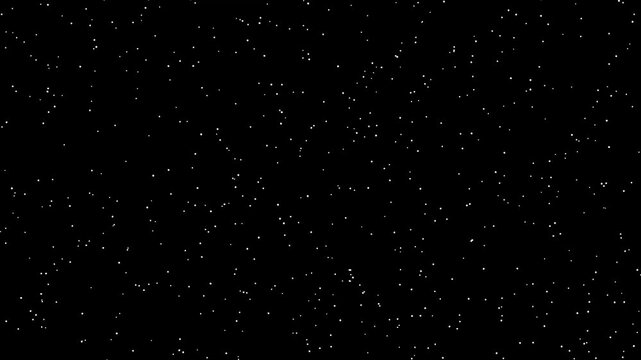 white dot particales animation folling down background with twinkling stars and dark space view effect