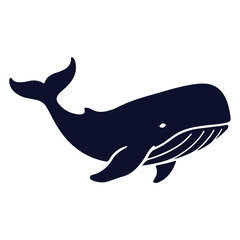 Fototapeta premium Silhouette Style Vector Blue Whale Logo Icon – Minimalist Ocean Animal Design, Marine Wildlife Symbol, Nautical Sea Creature Emblem, Isolated Graphic for Branding and Nature Themes
