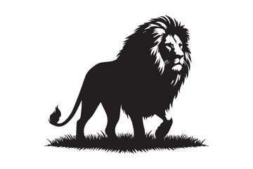 Obraz premium lion Silhouette logo. Creative Black and White lioness, fighter, lionheart.