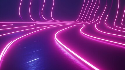 Abstract neon pink lines on dark background (1)