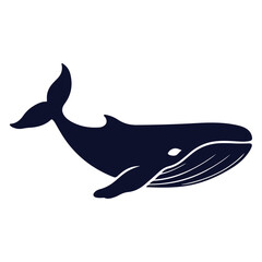 Silhouette Style Vector Blue Whale Logo Icon – Minimalist Ocean Animal Design, Marine Wildlife Symbol, Nautical Sea Creature Emblem, Isolated Graphic for Branding and Nature Themes