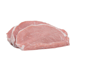Meat for pork chops, raw pork loin cut into slices