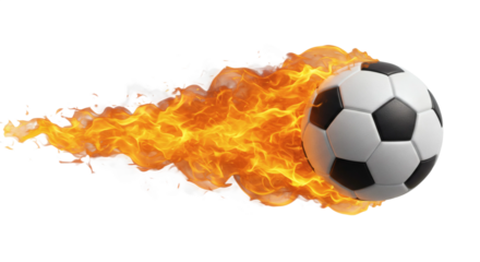 Soccer Football Ball Fire Flames Speed Action Sport Dynamic Energy - Isolated on Transparent Background