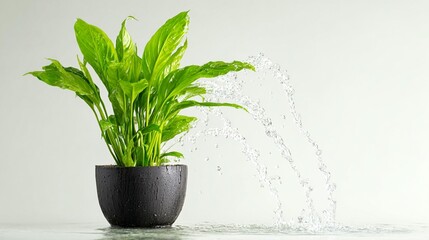 Watering peace lily plant