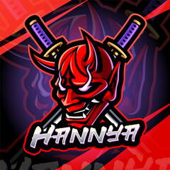 Hannya mask esport mascot logo design