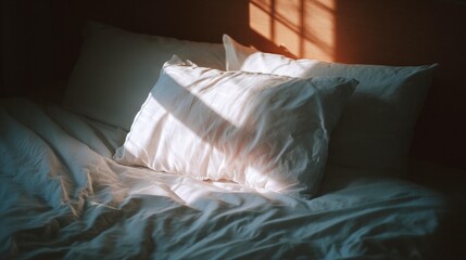 White pillows in soft sunlight