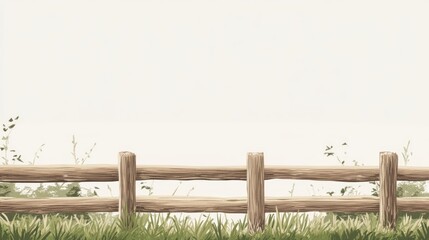 Obraz premium Rustic wooden fence in a grassy field