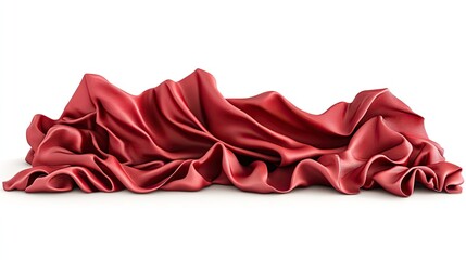 Rich crimson fabric drapes elegantly over a white surface