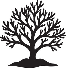 Obraz premium Coral Silhouette Vector Format - Black Underwater Sea Life Illustration Design