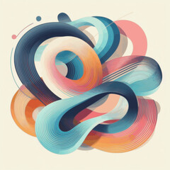 Modern vector illustration of multicolor squiggly lines, curvy abstract shapes with gradient transitions, isolated style.

