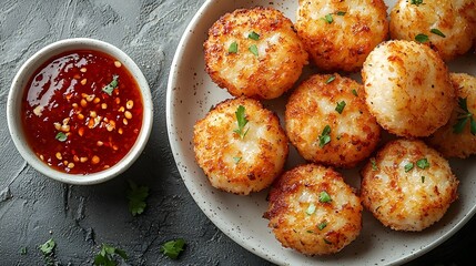 Crispy Thai fish cakes with sweet chili sauce