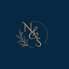 NS Initial Wedding Monogram Logo with Minimalistic Style