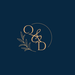 QD Initial Wedding Monogram Logo with Minimalistic Style