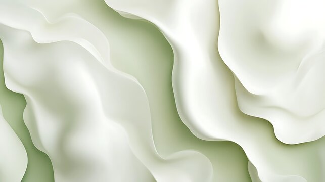 Abstract fluid shapes in light cream and sage green