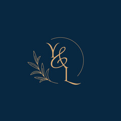 YL Initial Wedding Monogram Logo with Minimalistic Style