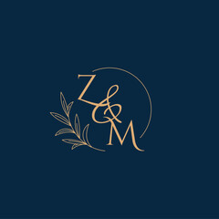 ZM Initial Wedding Monogram Logo with Minimalistic Style
