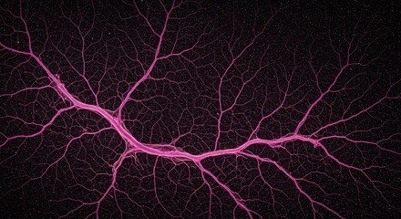 Bright Pink Neural Network Pattern on Dark Background for Scientific Technology