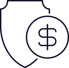 Dollar by Shield Outline Picture for Graphic and Web Design, Apps, Adverts, Various Cards