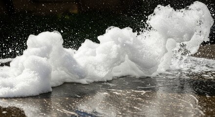 Captivating image of bursting foam cascade against a contrasting dark backdrop creating unique