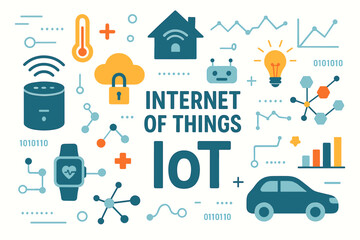 Fototapeta premium Internet of Things IoT concept with icons and technology symbols 