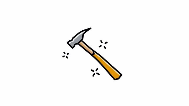 hammer animated icon. 4k seamless looping animation
