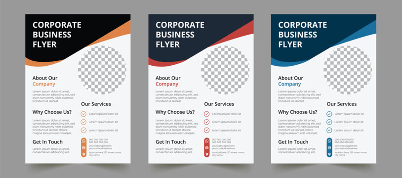 Use, by you or one client, in a single end product which end users are not charged for&mdash; clean and Creative Corporate Flyer template with 3 different colors. You can edit the text layers or colors.