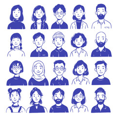 people icons set. people avatar hand draw minimalist vector	
