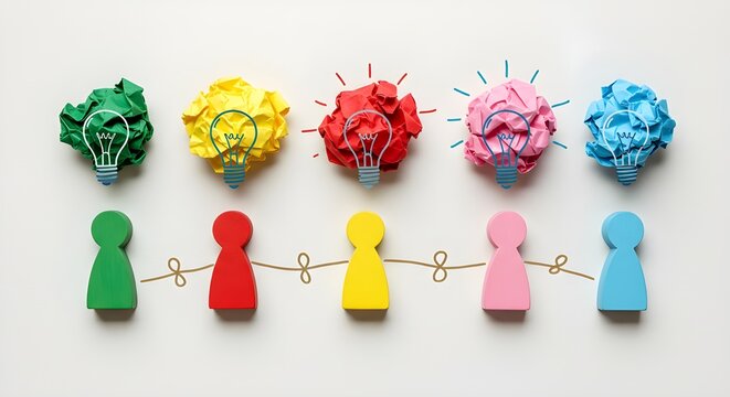 Creative brainstorming session, diverse team innovation, collaborative idea generation concept