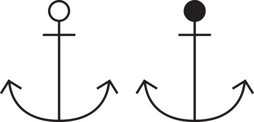 minimalist anchor, simplistic design, , black and white, vector illustration, line art